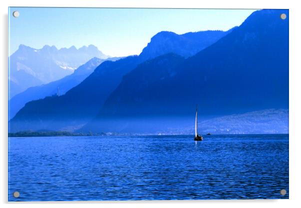 Mountains Across Lake Geneva Acrylic by Jeremy Hayden