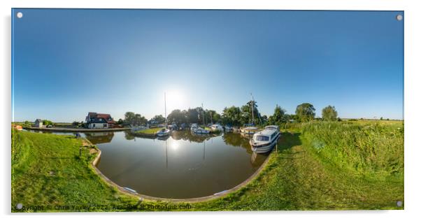 360 panorama of a sunny morning at Thurne Dyke, Norfolk Broads Acrylic by Chris Yaxley