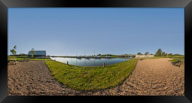 360 panorama captured on the bank of the River Thurne in Potter Heigham, Norfolk Broads Framed Print by Chris Yaxley