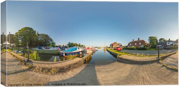 360 Panorama captured at the public slip way in Thurne Dyke, Norfolk Broads Canvas Print by Chris Yaxley