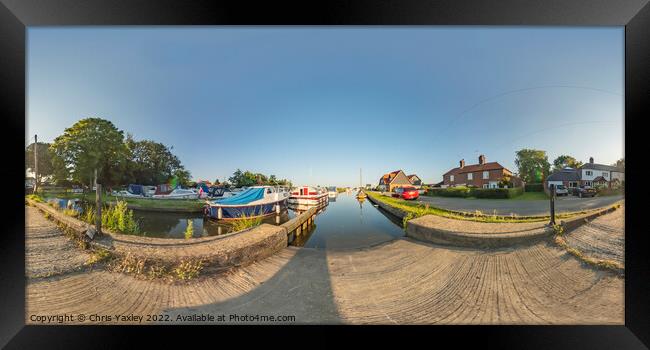360 Panorama captured at the public slip way in Thurne Dyke, Norfolk Broads Framed Print by Chris Yaxley