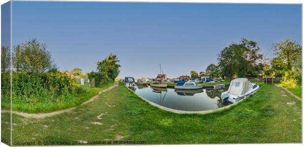 360 panorama at Thurne Dyke in the Norfolk Broads Canvas Print by Chris Yaxley
