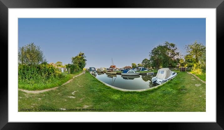 360 panorama at Thurne Dyke in the Norfolk Broads Framed Mounted Print by Chris Yaxley