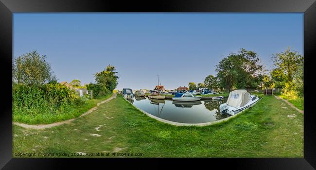360 panorama at Thurne Dyke in the Norfolk Broads Framed Print by Chris Yaxley