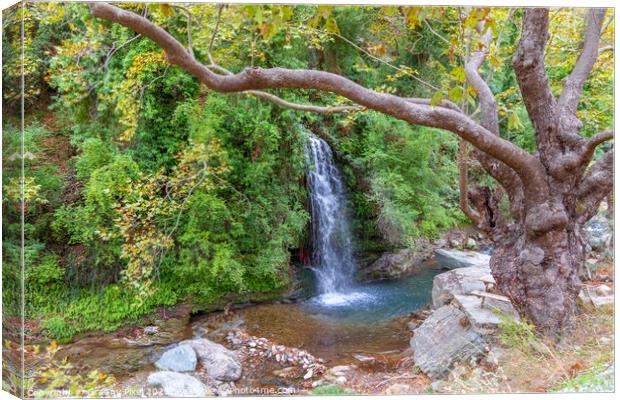 Platanistos Waterfall: A Serene Oasis Canvas Print by Margaret Ryan