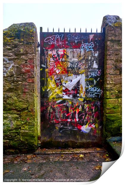 Graffiti covered doorway, Falmouth Print by Gordon Maclaren