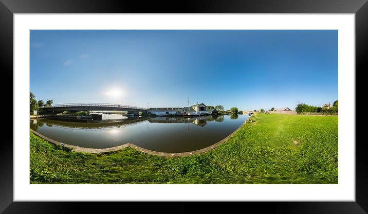 360 panorama captured on the bank of the River Thurne in Potter Heigham, Norfolk Broads Framed Mounted Print by Chris Yaxley