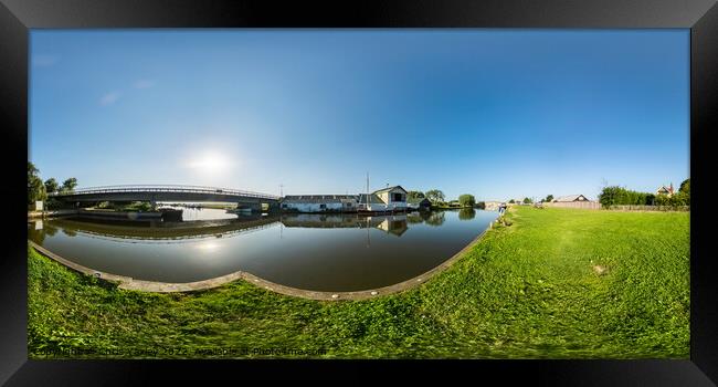 360 panorama captured on the bank of the River Thurne in Potter Heigham, Norfolk Broads Framed Print by Chris Yaxley