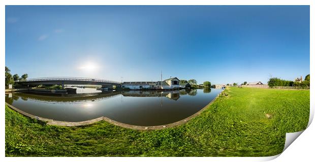 360 panorama captured on the bank of the River Thurne in Potter Heigham, Norfolk Broads Print by Chris Yaxley