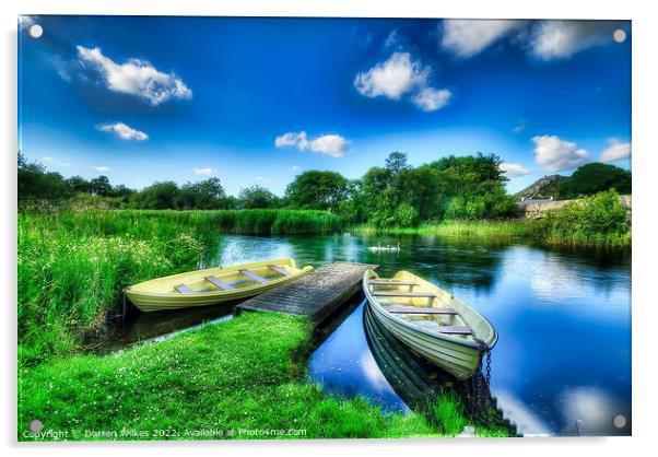 Llyn Padarns Boats Llanberis  Acrylic by Darren Wilkes