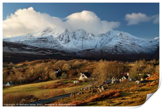 Torrin and Blaven in Winter, Isle of Skye Scotland Print by Barbara Jones