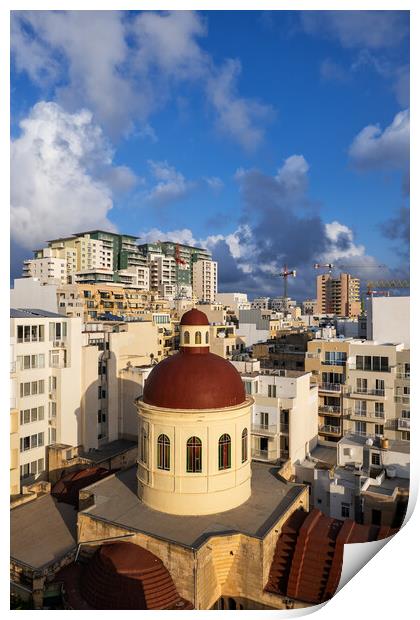 Church of Jesus of Nazareth Dome in Sliema Print by Artur Bogacki