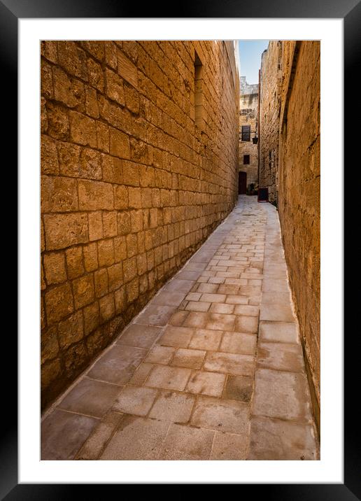 Narrow Alley in Old City of Mdina in Malta Framed Mounted Print by Artur Bogacki