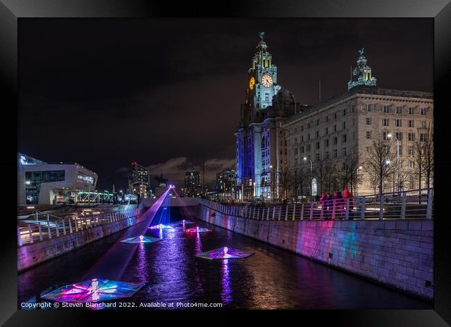 River of light liverpool  Framed Print by Steven Blanchard