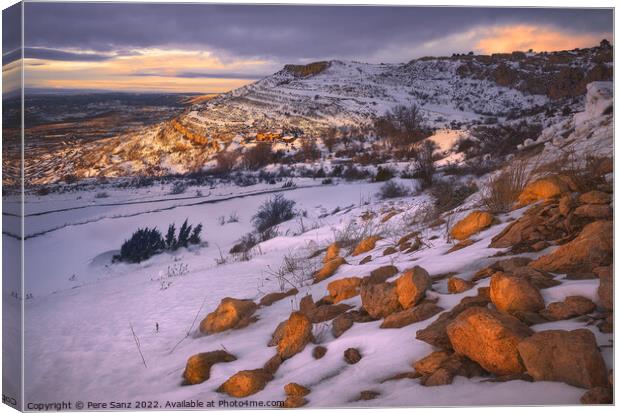 Beautiful Colorfull Sunset in a Snowy Mountain Canvas Print by Pere Sanz