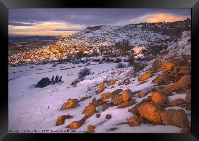 Beautiful Colorfull Sunset in a Snowy Mountain Framed Print by Pere Sanz