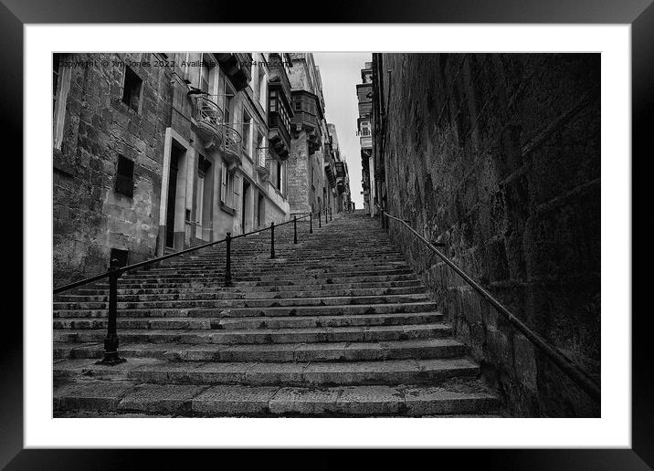 Valletta steps Framed Mounted Print by Jim Jones