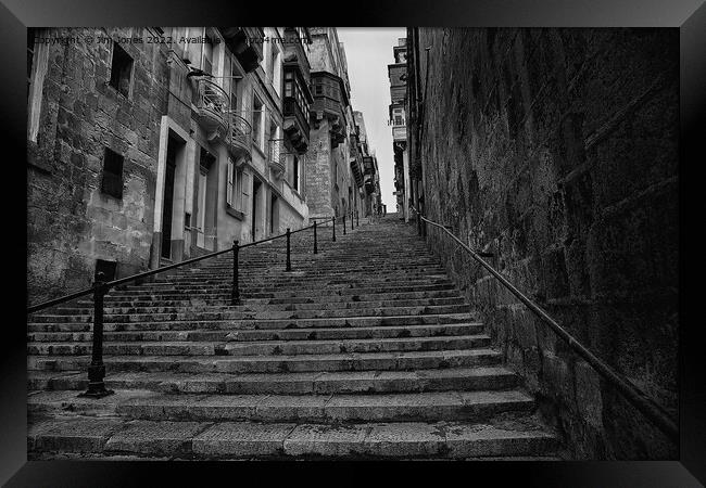 Valletta steps Framed Print by Jim Jones
