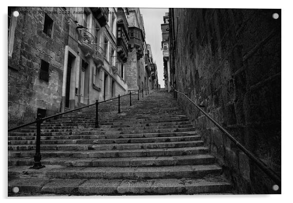 Valletta steps Acrylic by Jim Jones