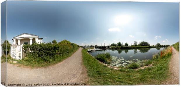 360 panorama captured along the Gloucester and Sharpness canal Canvas Print by Chris Yaxley