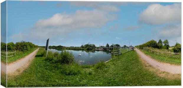 360 panorama captured along the Gloucester and Sharpness canal Canvas Print by Chris Yaxley