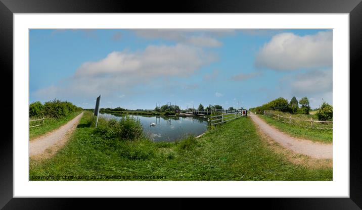 360 panorama captured along the Gloucester and Sharpness canal Framed Mounted Print by Chris Yaxley