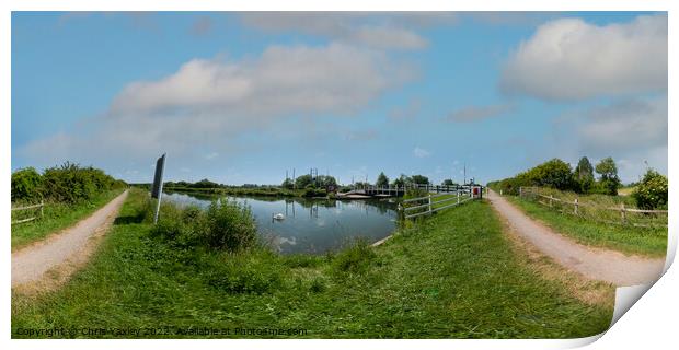 360 panorama captured along the Gloucester and Sharpness canal Print by Chris Yaxley