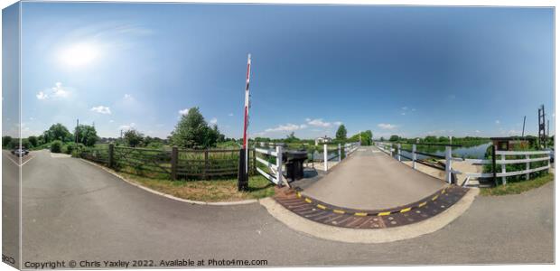 360 panorama of Cambridge bridge over the Gloucester and Sharpness canal Canvas Print by Chris Yaxley