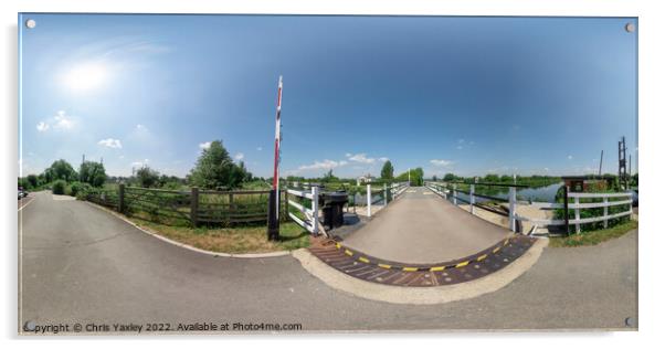 360 panorama of Cambridge bridge over the Gloucester and Sharpness canal Acrylic by Chris Yaxley