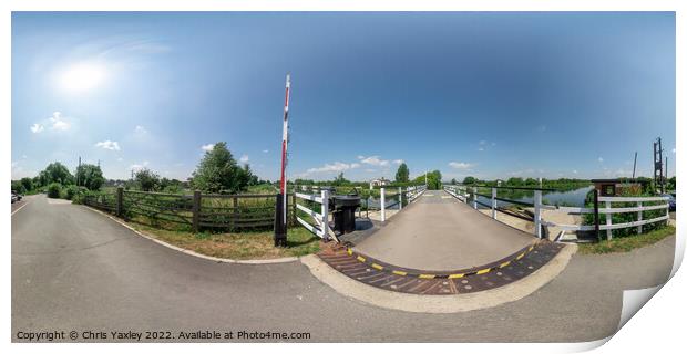 360 panorama of Cambridge bridge over the Gloucester and Sharpness canal Print by Chris Yaxley