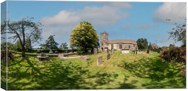 360 panorama of Frampton Church and churchyard, Gloucestershire Canvas Print by Chris Yaxley