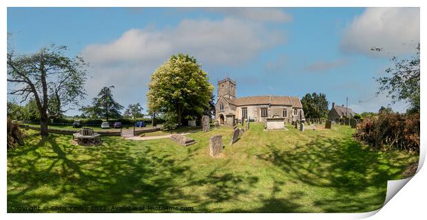 360 panorama of Frampton Church and churchyard, Gloucestershire Print by Chris Yaxley