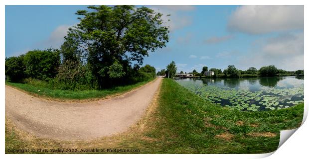 360 panorama captured along the Gloucester and Sharpness canal Print by Chris Yaxley