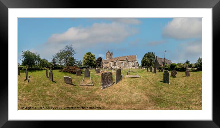 360 panorama of Frampton Church and churchyard, Gloucestershire Framed Mounted Print by Chris Yaxley