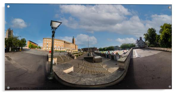 360 panorama capture in Norwich market place Acrylic by Chris Yaxley