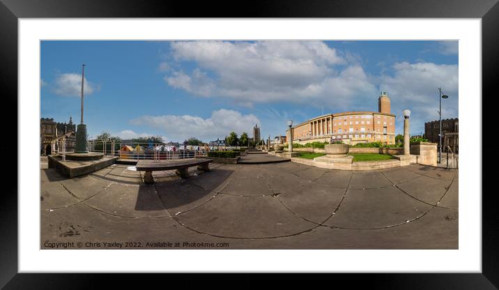 360 panorama captured in the Memorial Garden, Norwich Framed Mounted Print by Chris Yaxley