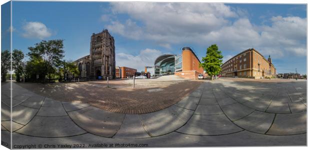 360 panorama captured in Norwich city centre Canvas Print by Chris Yaxley