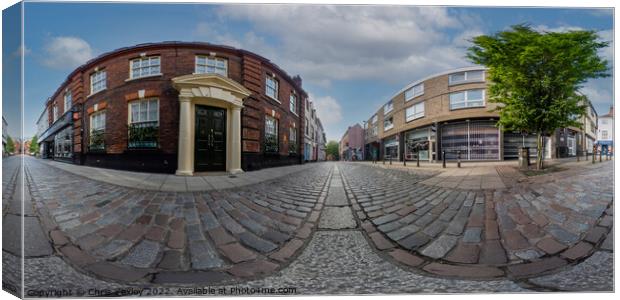 360 panorama of the historic Pottergate, Norwich Canvas Print by Chris Yaxley