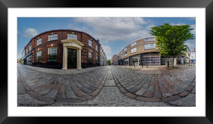 360 panorama of the historic Pottergate, Norwich Framed Mounted Print by Chris Yaxley