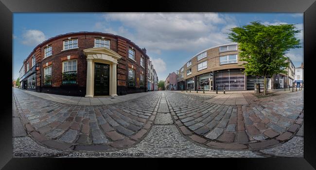 360 panorama of the historic Pottergate, Norwich Framed Print by Chris Yaxley