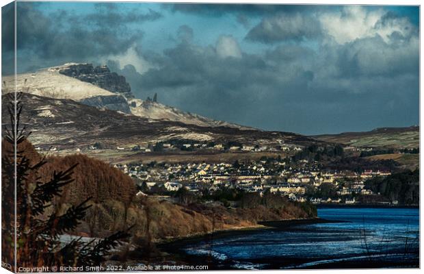 Portree and the Storr in January  Canvas Print by Richard Smith