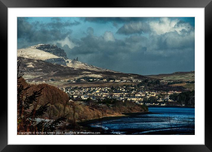 Portree and the Storr in January  Framed Mounted Print by Richard Smith