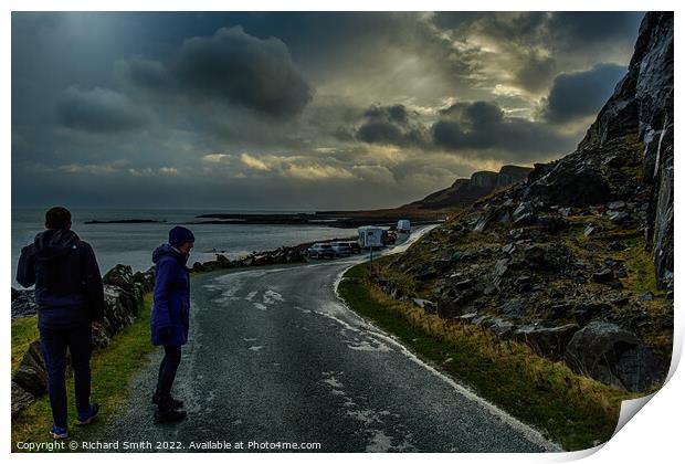 Walking the road to Staffin pier in January Print by Richard Smith