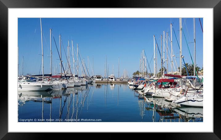 Yachts in Malaga marina Framed Mounted Print by Kevin Hellon
