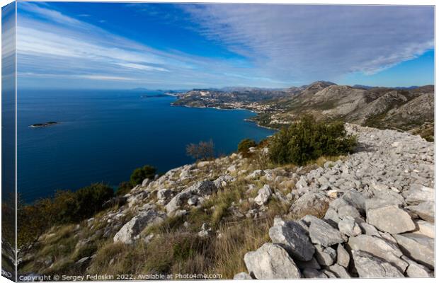 View of Adriatic coast in Croatia from a mountains. Canvas Print by Sergey Fedoskin