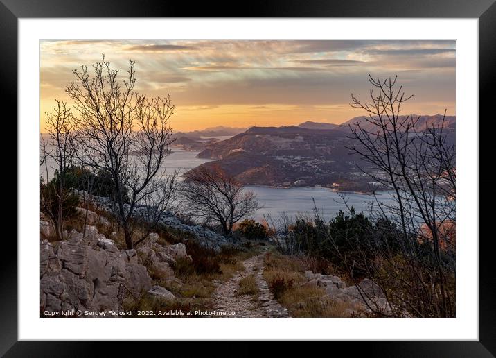 Sunset view from Croatians montains, located along the Dalmatian coast of the Adriatic Sea. Framed Mounted Print by Sergey Fedoskin