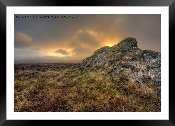 Sunrise Rock, Western Beacons near Llyn y Fan Fawr Framed Mounted Print by Neil Holman