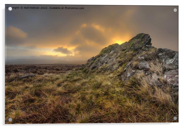 Sunrise Rock, Western Beacons near Llyn y Fan Fawr Acrylic by Neil Holman