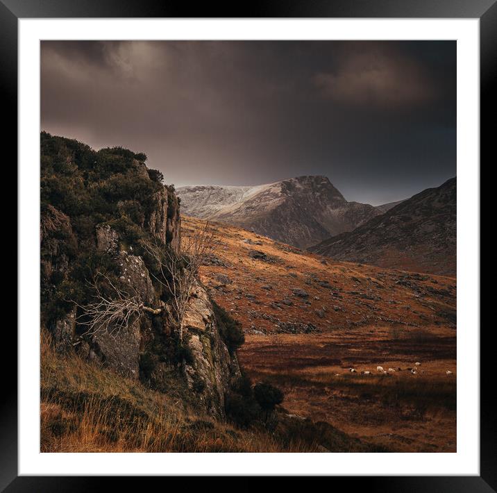 Wintery Showers over Y Garn Framed Mounted Print by Clive Ashton