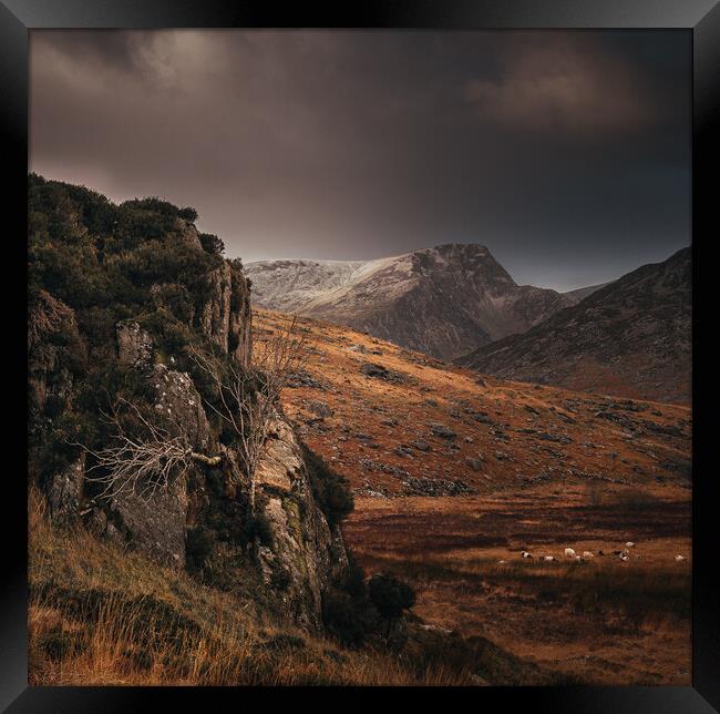 Wintery Showers over Y Garn Framed Print by Clive Ashton